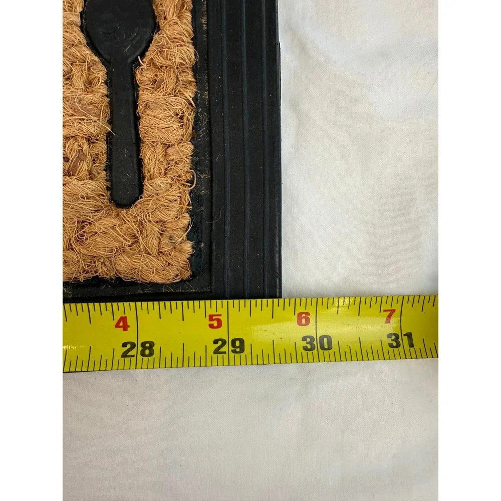 Pampered Chef Welcome Doormat Coir Rubber Backed Measuring Spoon Border 30x18